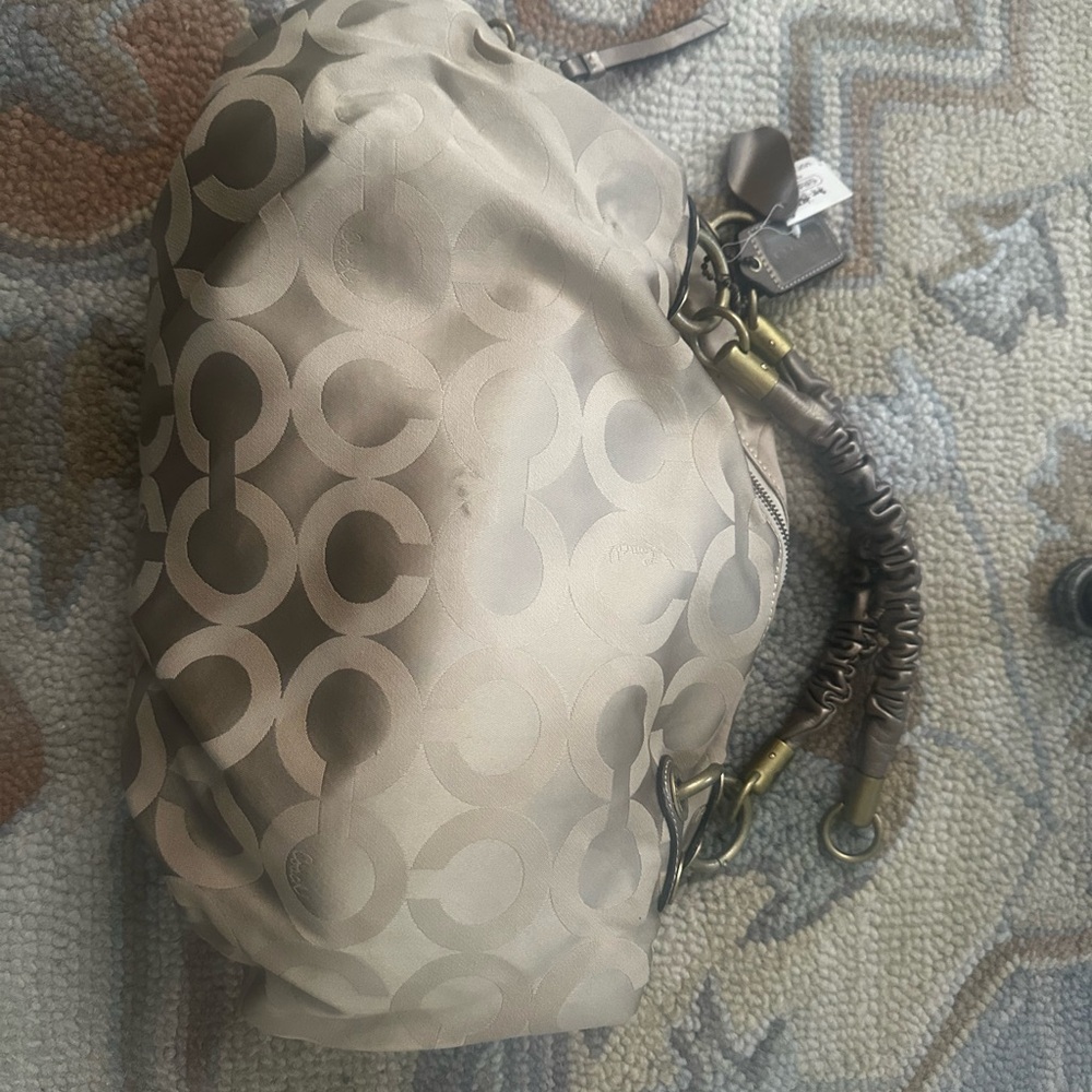 Signature Beige and Brown Hobo Bag